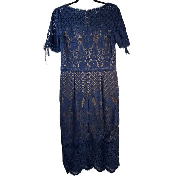 Tadashi Shoji Navy Suma Lace Dress - Size 8 - Picture 6 of 16